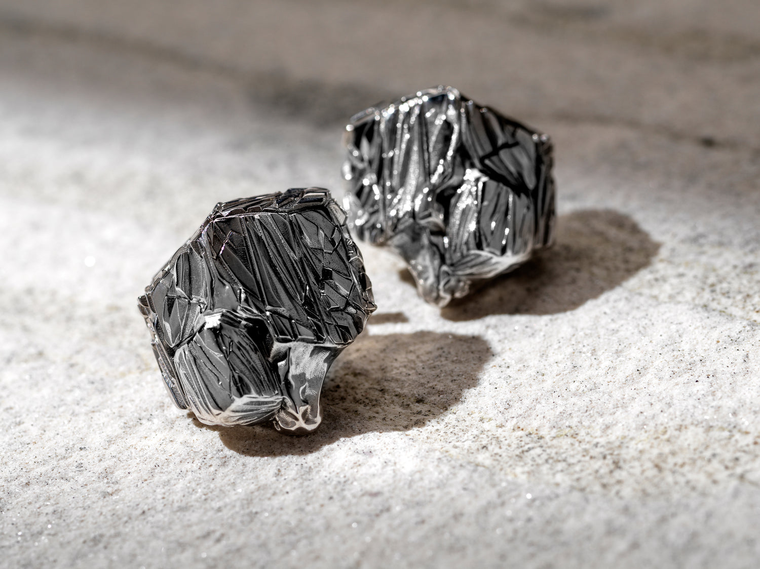 VORONOI RHODIUM EARRINGS